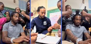 teacher students unbraiding hair